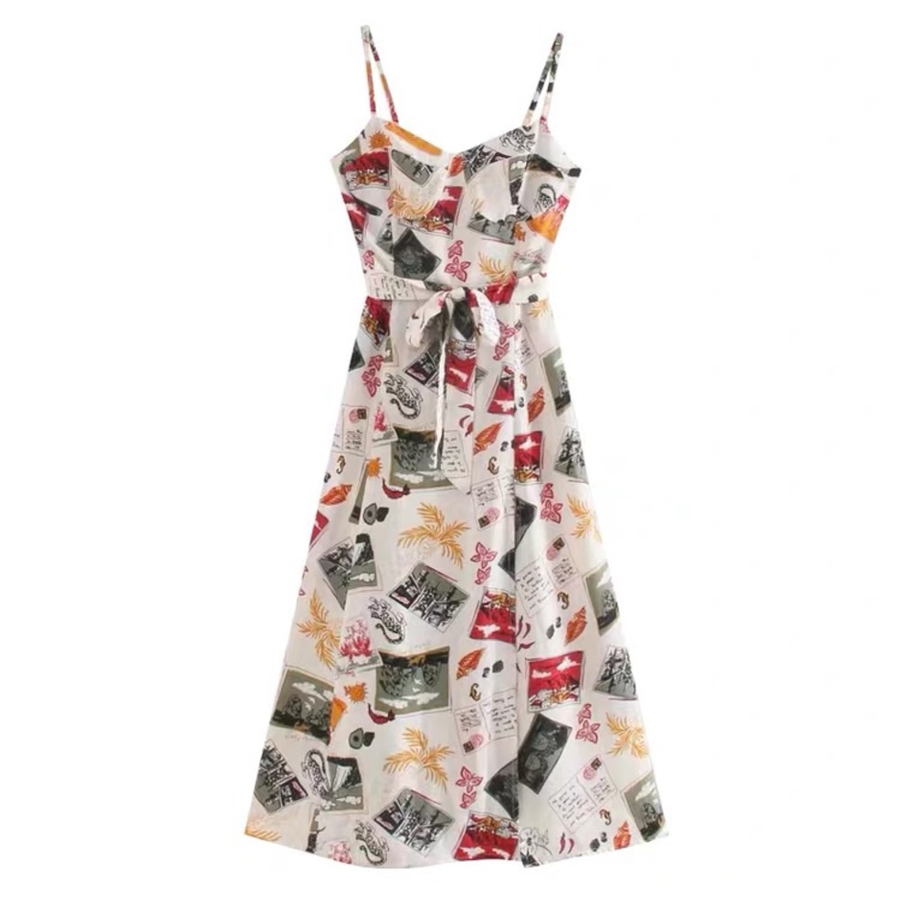 New French Style Printed Slip Dress